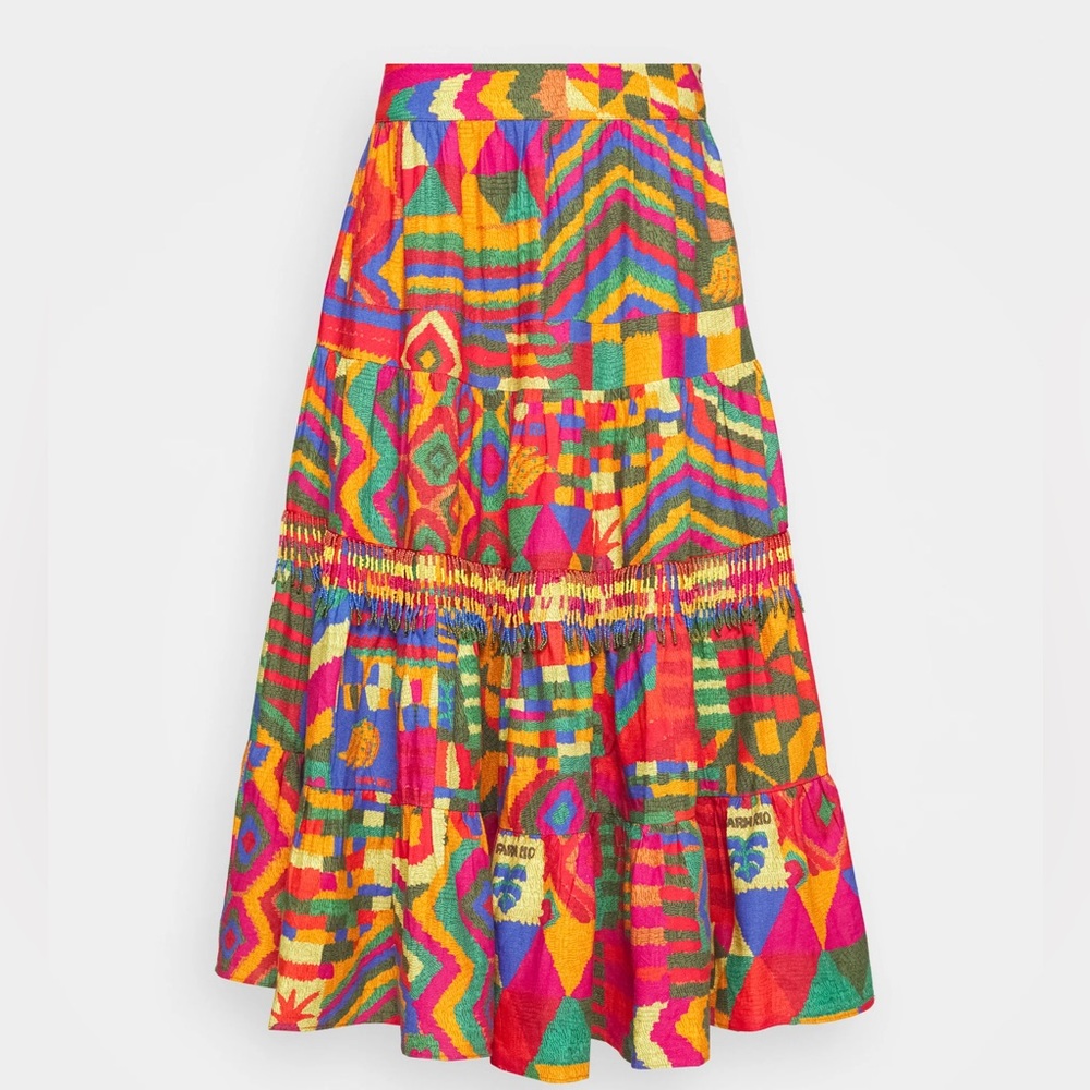 Farm Rio Summer Patches Midi Skirt (Sz S) NWT